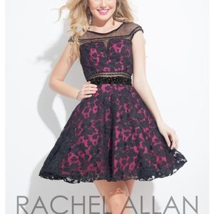RACHEL ALLAN BLACK/FUCHSIA SHORT STYLE DRESS